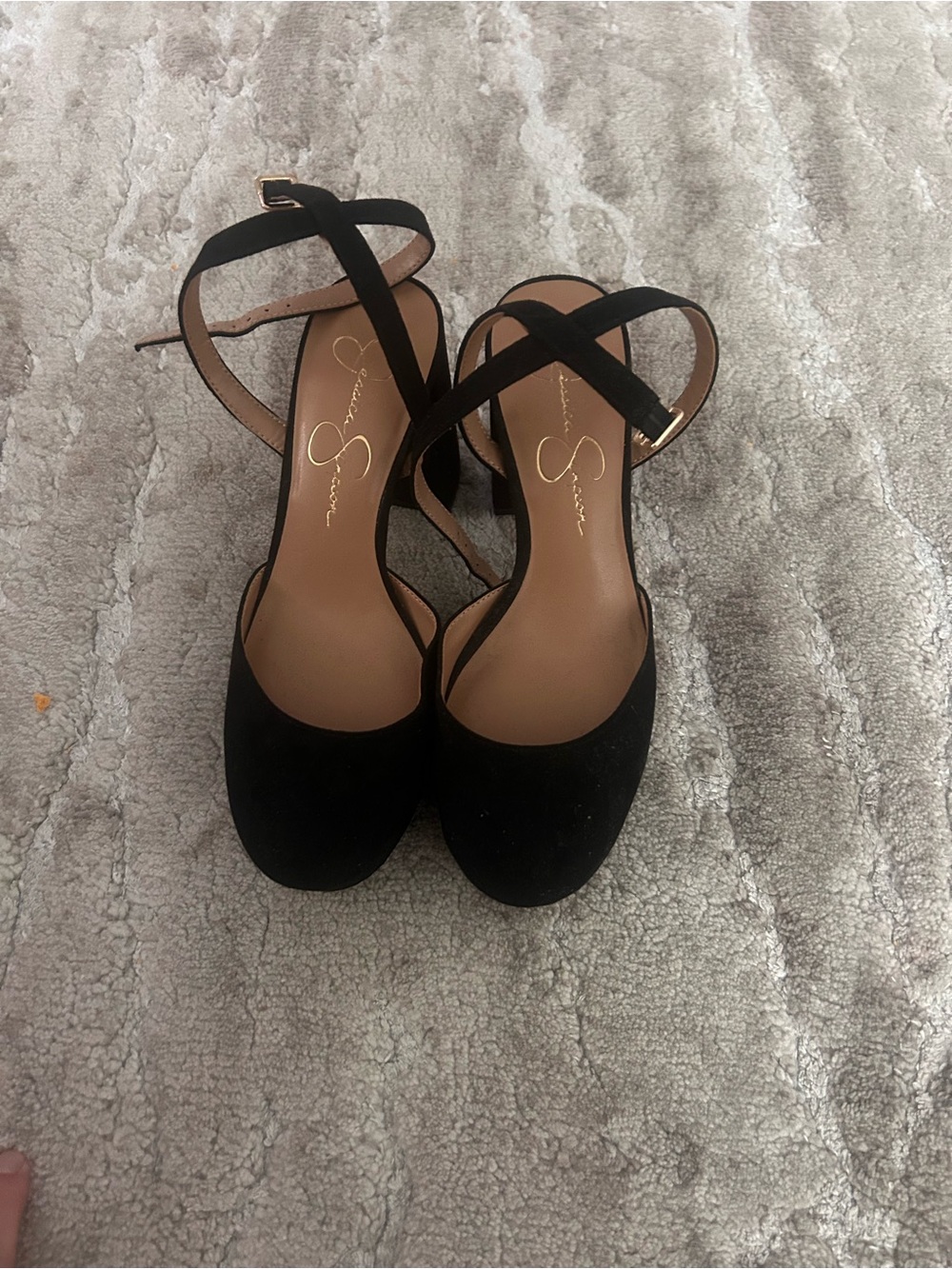 Jessica Simpson Black Suede Crisscross Strap Heels - Picture 3 of 4